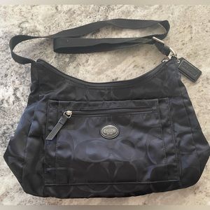 Coach black nylon crossbody travel bag